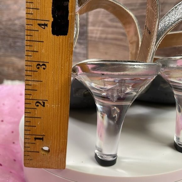 Mootsies Tootsies Strappy Silver Glitter Dress Clear Heel Sz 61/2 NWOT Old Stock - Picture 15 of 17